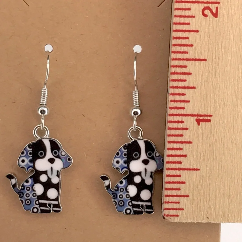 *LAST SET* Cute Dog Earrings in Black and Blue Fashion Jewelry